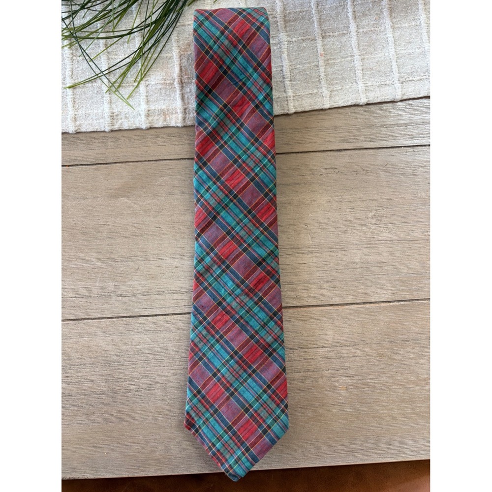 Cotton Men's Tie Red Plaid Liberty Of London